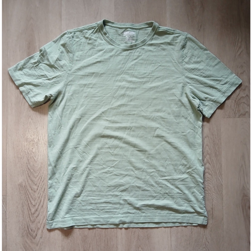 Kirkland Signature Slub Tee Mens Medium Sage Green Pima Cotton Short Sleeve Tee